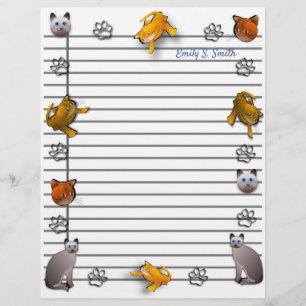 Fun Personalised Cat Border Writing Paper