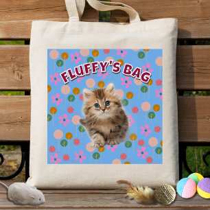 Fun Personalised Cat Lover – Cute Pet Photo Gift Tote Bag