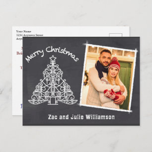 Fun Personalised Chalkboard Christmas Photo Postcard