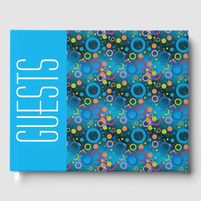 Fun Personalised Christian Scripture BLUE Circles Guest Book (Front)