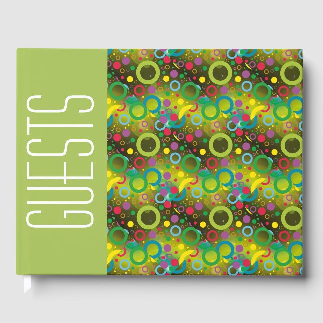 Fun Personalised Christian Scripture GREEN Circles Guest Book (Front)