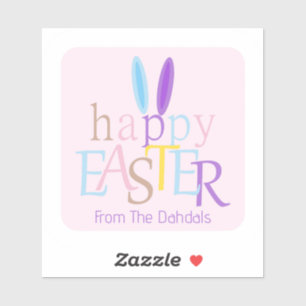 Fun Personalised Colourful Happy Easter Bunny Pink