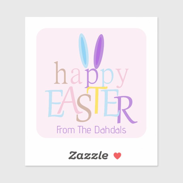 Fun Personalised Colourful Happy Easter Bunny Pink (Sheet)