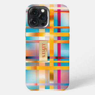 Fun Personalised Colourful Plaid Summer iPhone 13 Pro Max Case