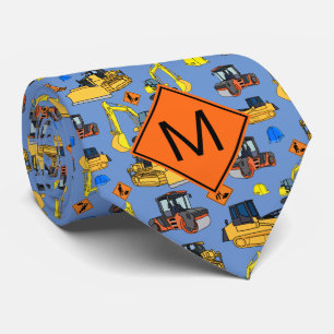 Fun Personalised Construction Vehicles Pattern Tie