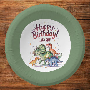 Fun Personalised Dinosaur Birthday  Paper Plate