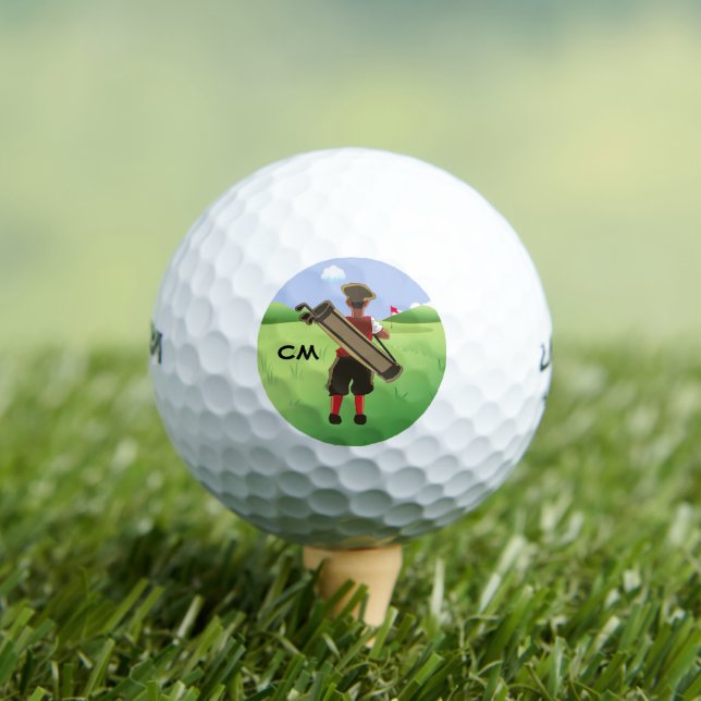 Fun Personalised Golfer on golf course Balls (Insitu Tee)