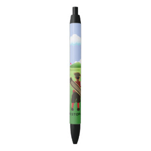 Fun Personalised Golfer on golf course Black Ink Pen