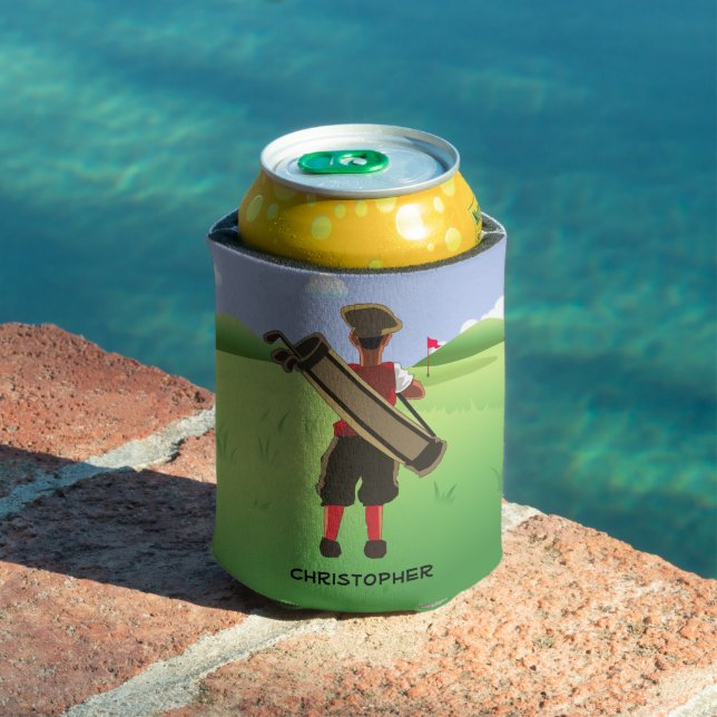 Fun Personalised Golfer on golf course Can Cooler (In Situ Pool)