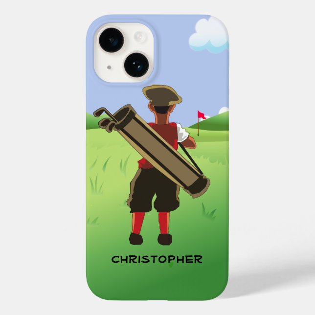 Fun Personalised Golfer on golf course Case-Mate iPhone Case (Back)