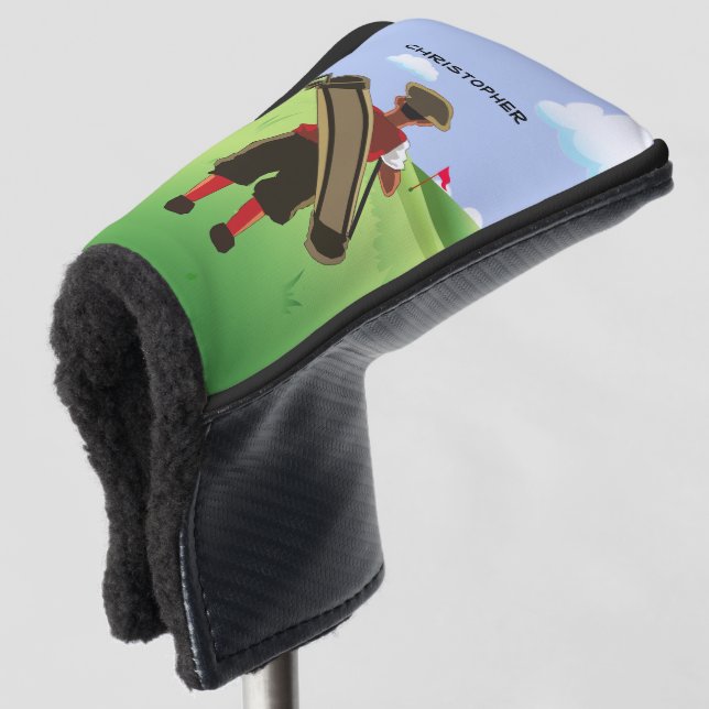 Fun Personalised Golfer on golf course Golf Head Cover (3/4 Front)