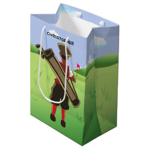 Fun Personalised Golfer on golf course Medium Gift Bag