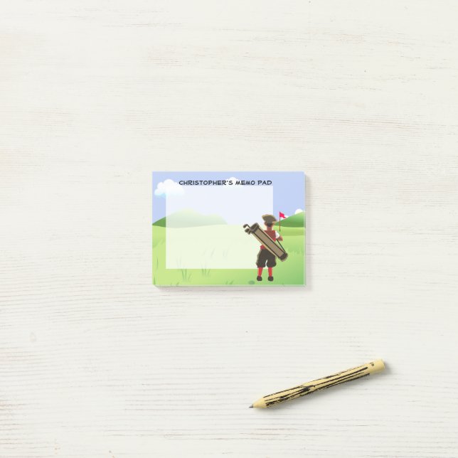 Fun Personalised Golfer on golf course Post-it Notes (On Desk)