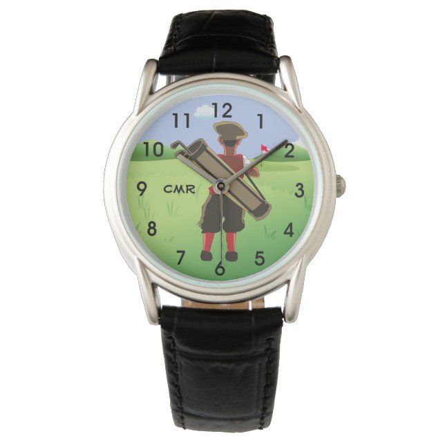 Fun Personalised Golfer on golf course Watch (Front)