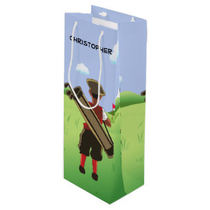 Fun Personalised Golfer on golf course Wine Gift Bag