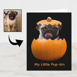 Fun Personalised Halloween Pumpkin Puppy Dog Photo Card