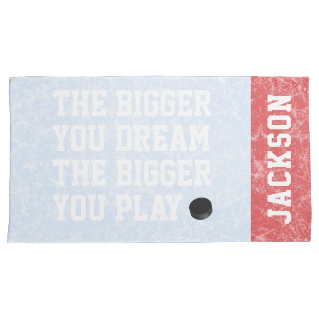 Fun Personalised Ice Hockey Inspirational Quote Pillowcase (Front-Right)