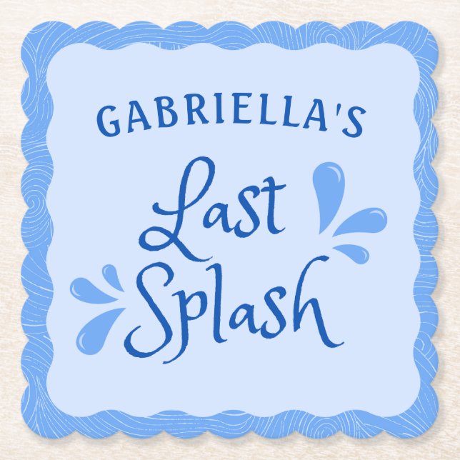 Fun Personalised "Last Splash" Bachelorette Party  Paper Coaster (Front)