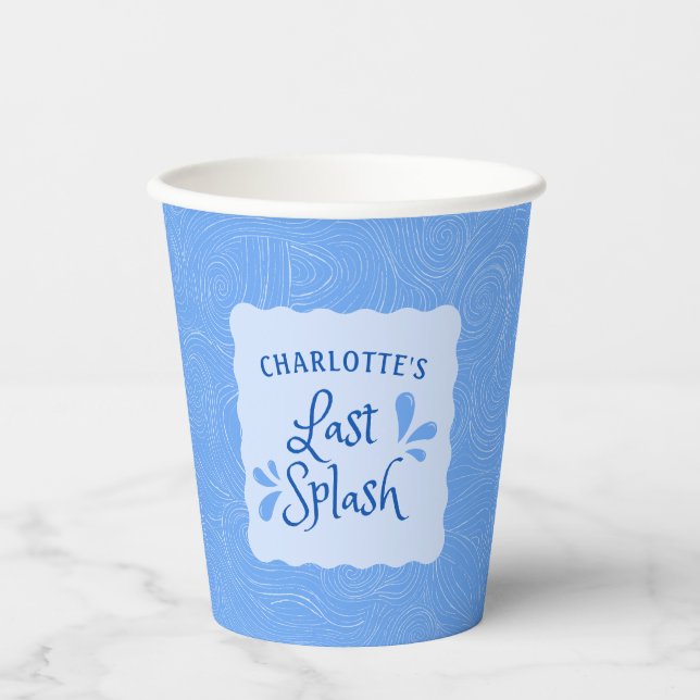 Fun Personalised "Last Splash" Bachelorette Party  Paper Cups (Front)