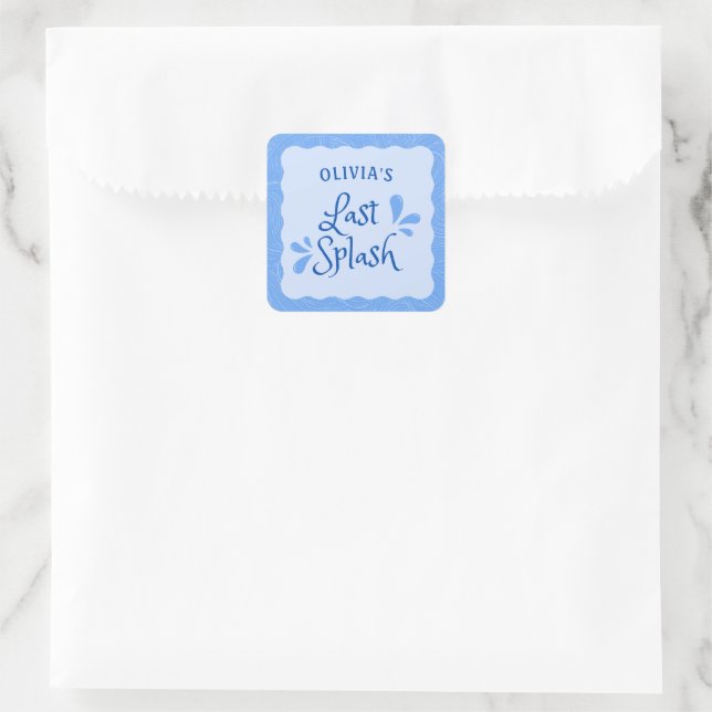 Fun Personalised "Last Splash" Bachelorette Party  Square Sticker (Bag)