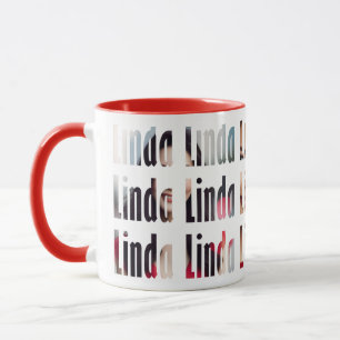 Fun Personalised "Linda" Name, 3-Photo Background Mug