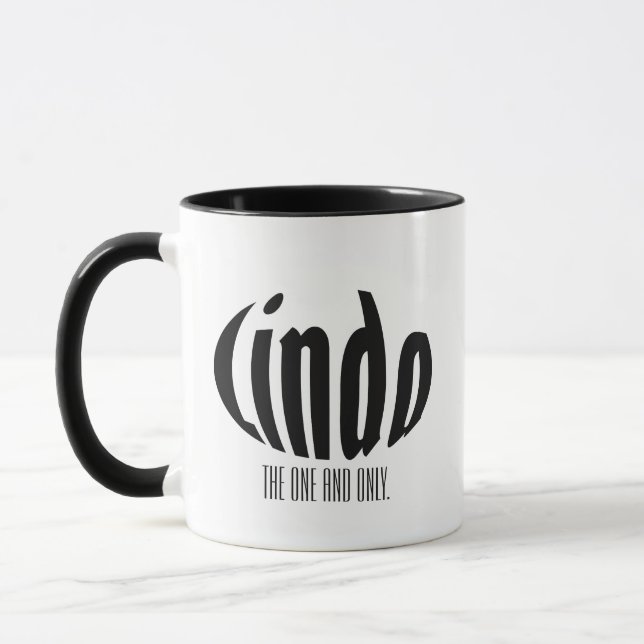 Fun Personalised "Linda" Name, Simple Black Circle Mug (Left)
