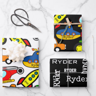 Fun Personalised Modes of Transportation Wrapping Paper Sheet