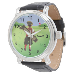 Fun Personalised monogram Golfer on golf course Watch