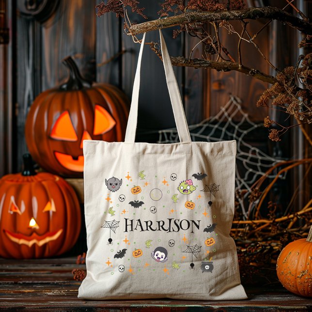 Fun Personalised Monster Trick-Or-Treat Tote Bag (Creator Uploaded)