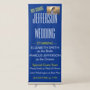 Fun Personalised Movie Theme Wedding Retractable Banner