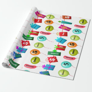 Fun Personalised Name & Age Birthday Wrapping Paper