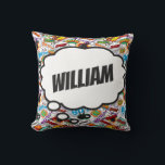 Fun Personalised Name Comic Book Cushion<br><div class="desc">A fun trendy comic book design featuring a personalised name. Guaranteed to put the wham zap pow into anyone's day. Designed by Thisisnotme©</div>