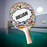 Fun Personalised Name Comic Book Ping Pong Paddle<br><div class="desc">A fun,  trendy comic book design featuring a personalised name. Guaranteed to put the wham zap pow into anyone's day. Designed by Thisisnotme©</div>