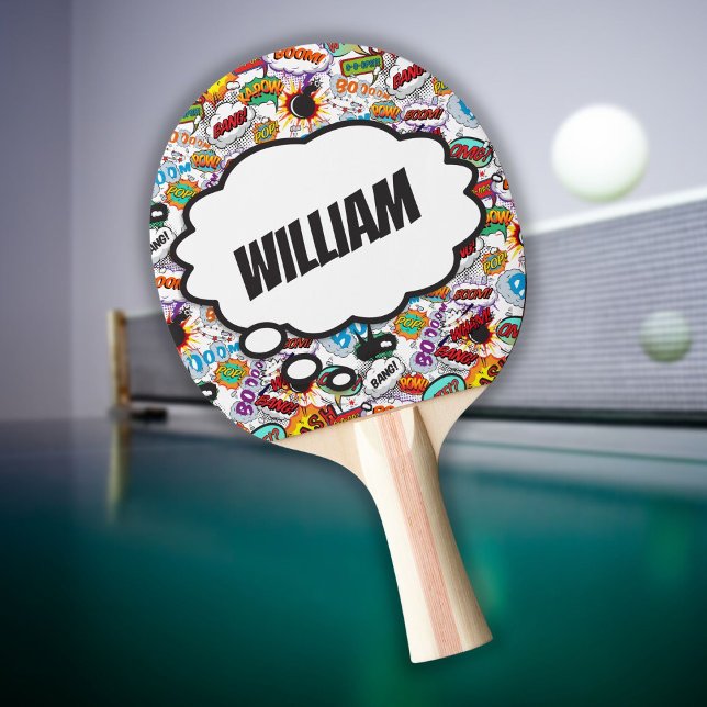 Fun Personalised Name Comic Book Ping Pong Paddle (Creator Uploaded)