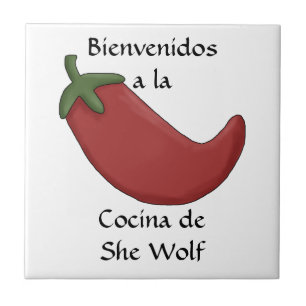 Fun Personalised Name Spanish Kitchen Welcome Tile