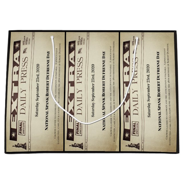 Fun Personalised Newspaper Headline Large Gift Bag (Front)