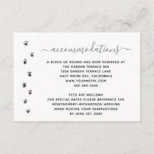 Fun Personalised Pet Wedding Accommodations Enclosure Card