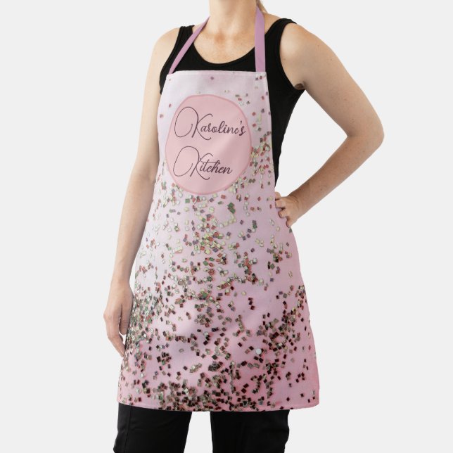 Fun Personalised Pink Confetti Apron (Insitu)