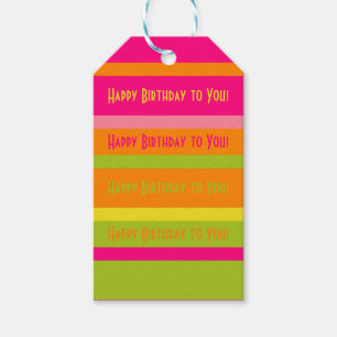 Fun Personalised Pink, Lime, Orange and Yellow Gift Tags
