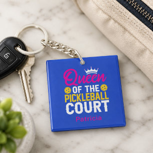 Fun Personalised Queen of the Pickleball Court Key Ring