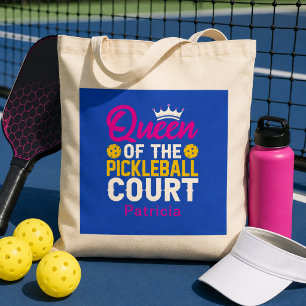 Fun Personalised Queen of the Pickleball Court Tote Bag