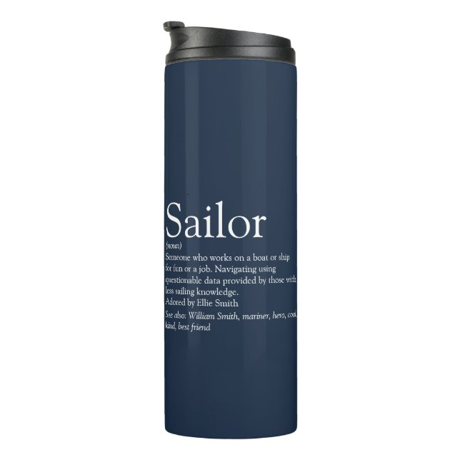Fun Personalised Sailor Definition Navy Blue  Thermal Tumbler (Rotated Right)