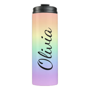 Fun Personalised Tumbler   Pastel Rainbow Tumbler