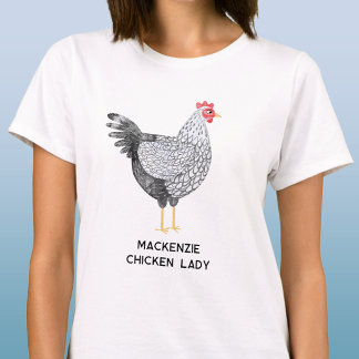 Fun Personalised Watercolor Wyandotte Chicken Lady T-Shirt