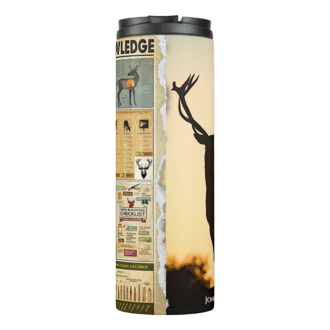 Fun Personalised Whitetail Deer Knowledge Thermal Tumbler (Back)