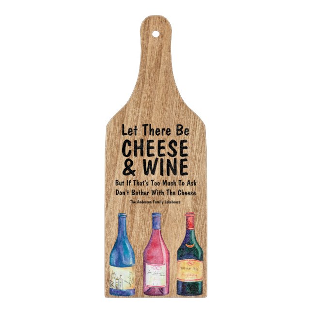Fun Personalised Wine and Cheese Cutting Board (Front)