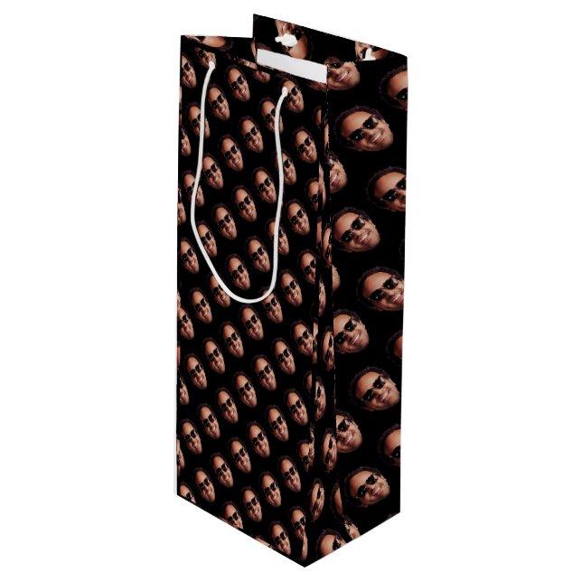 Fun Personalized Face Photo Wine Gift Bag (Front Angled)