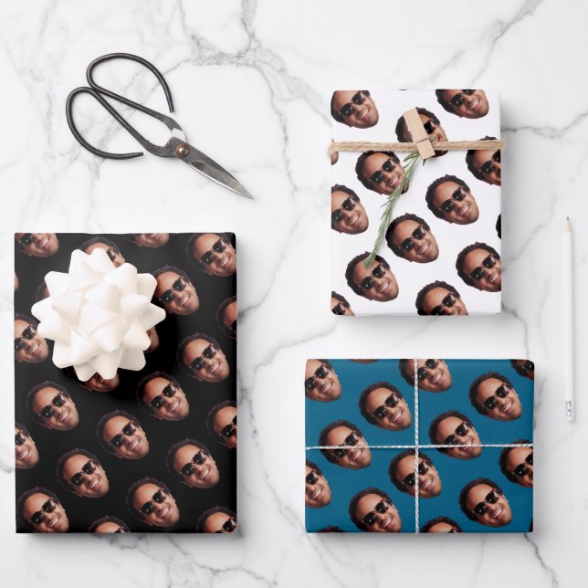 Fun Personalized Face Photo Wrapping Paper Sheet (Front)