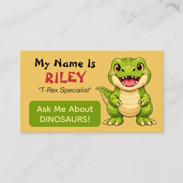 Fun Personalized Kids Dinosaur Theme  Calling Card (Front)