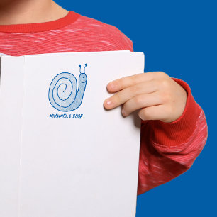 Fun Personalized Snail Bookplate Self-inking Stamp